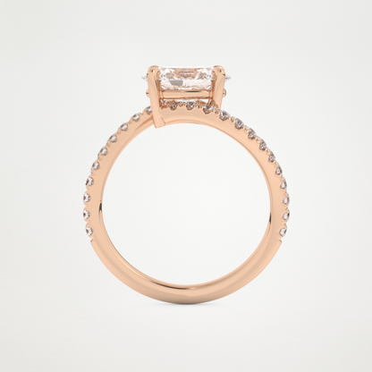 East West Oval Swirl & Pave Lab Grown Diamond Engagement Ring