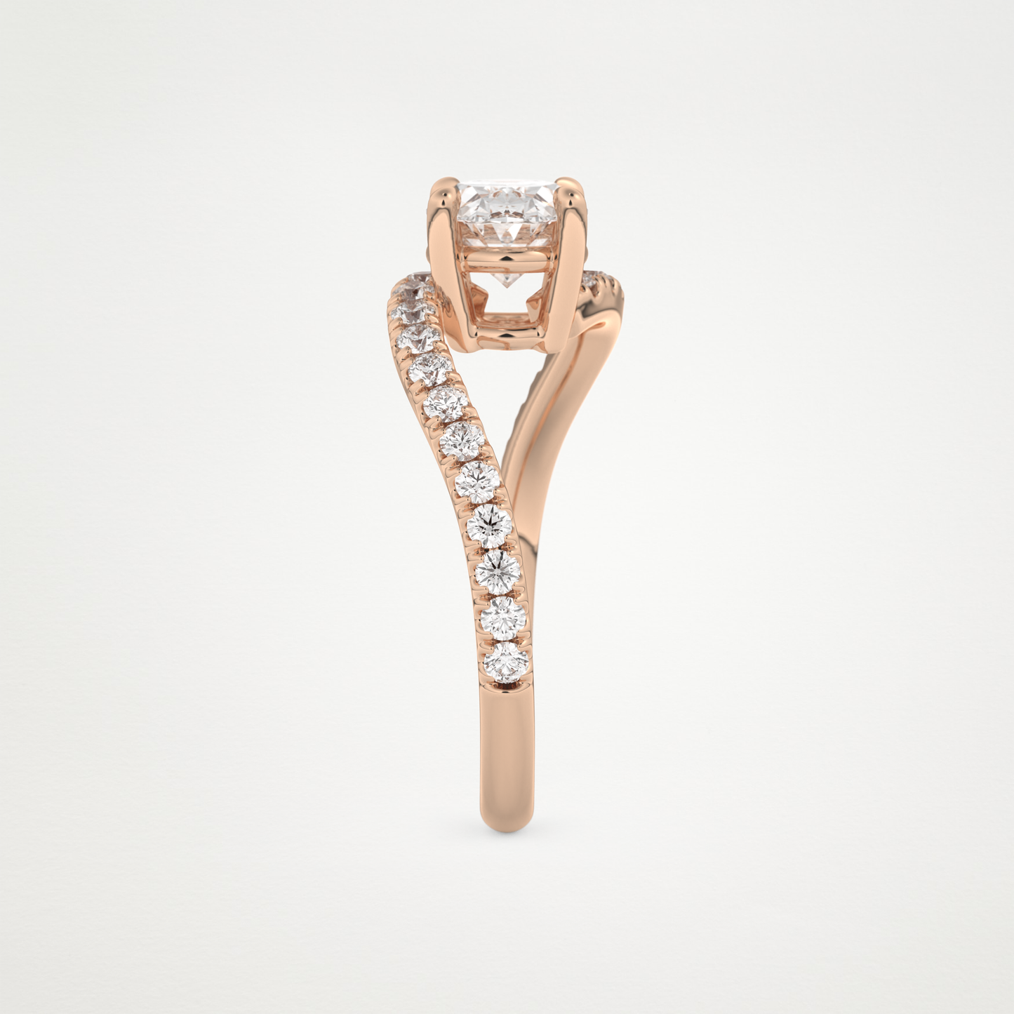 East West Oval Swirl & Pave Lab Grown Diamond Engagement Ring
