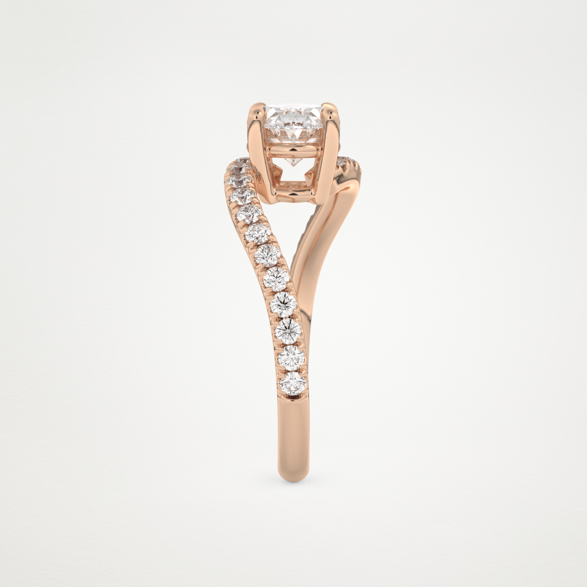 East West Oval Swirl & Pave Lab Grown Diamond Engagement Ring