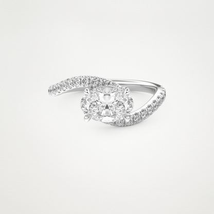 East West Oval Swirl & Pave Lab Grown Diamond Engagement Ring