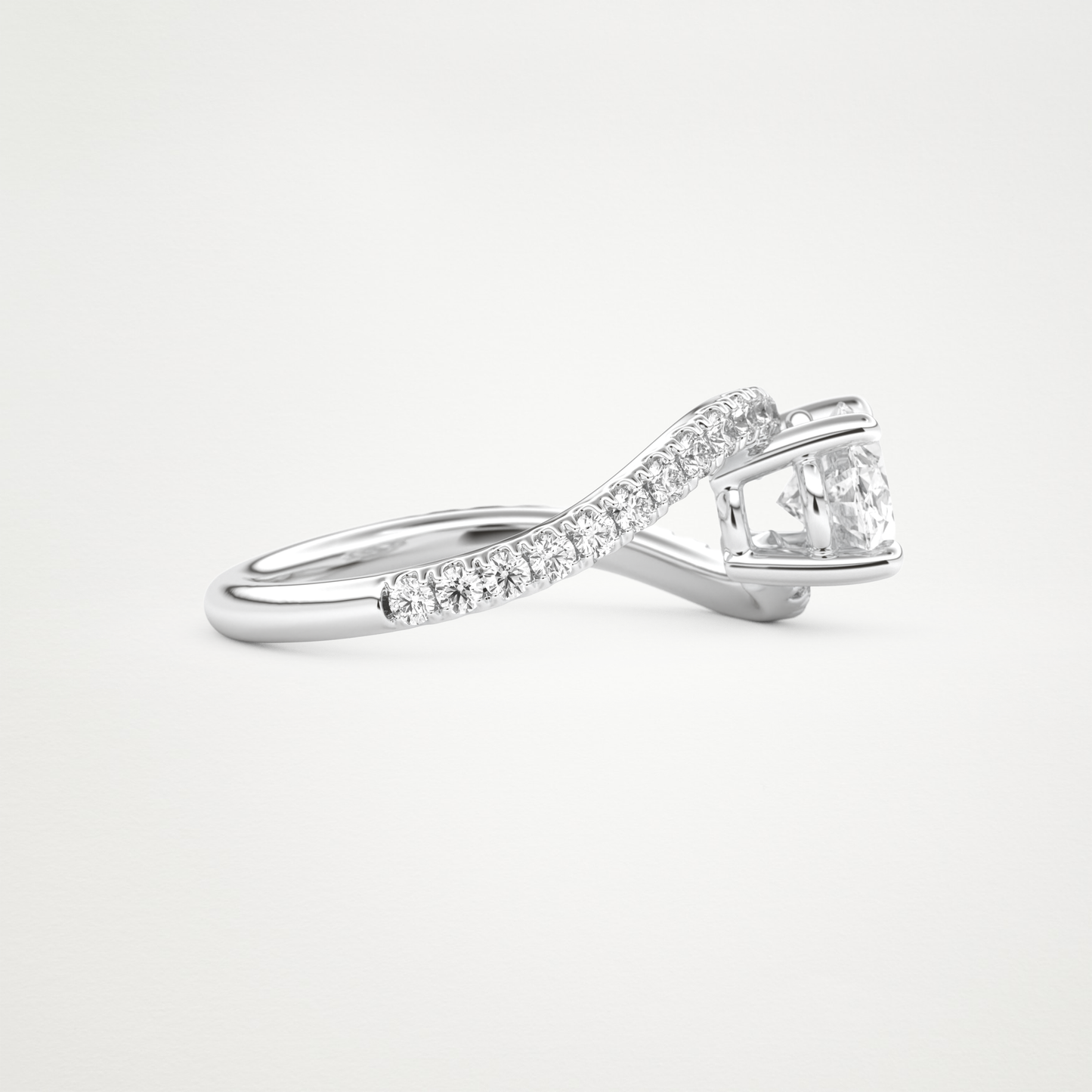 East West Oval Swirl & Pave Lab Grown Diamond Engagement Ring