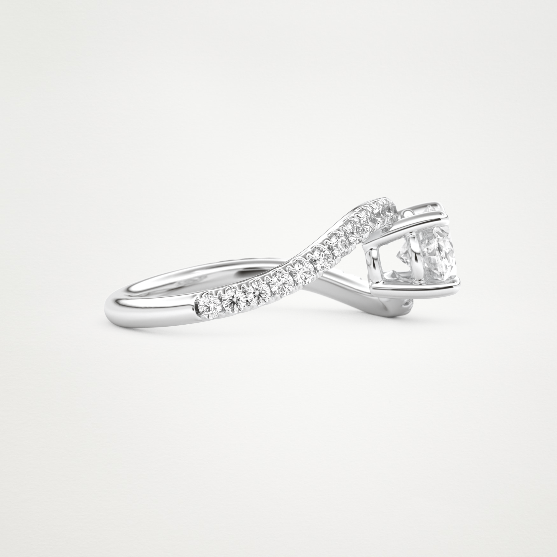 East West Oval Swirl & Pave Lab Grown Diamond Engagement Ring