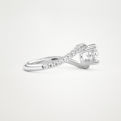 East West Oval Swirl & Pave Lab Grown Diamond Engagement Ring