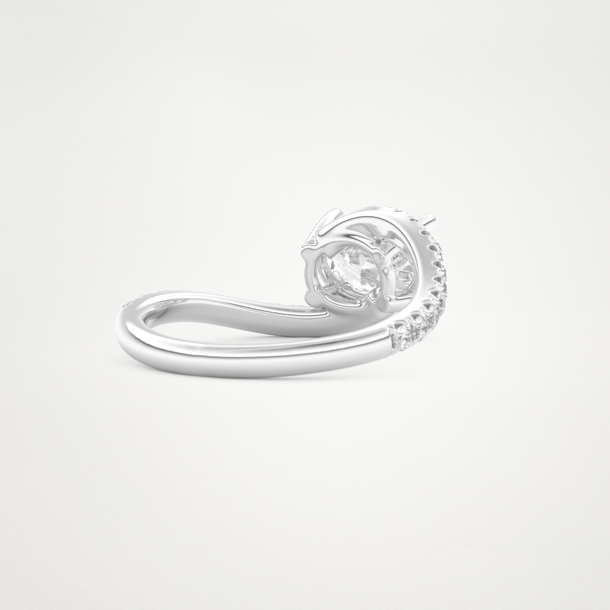 East West Oval Swirl & Pave Lab Grown Diamond Engagement Ring