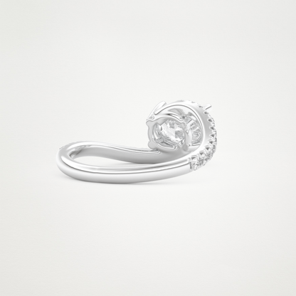 East West Oval Swirl & Pave Lab Grown Diamond Engagement Ring