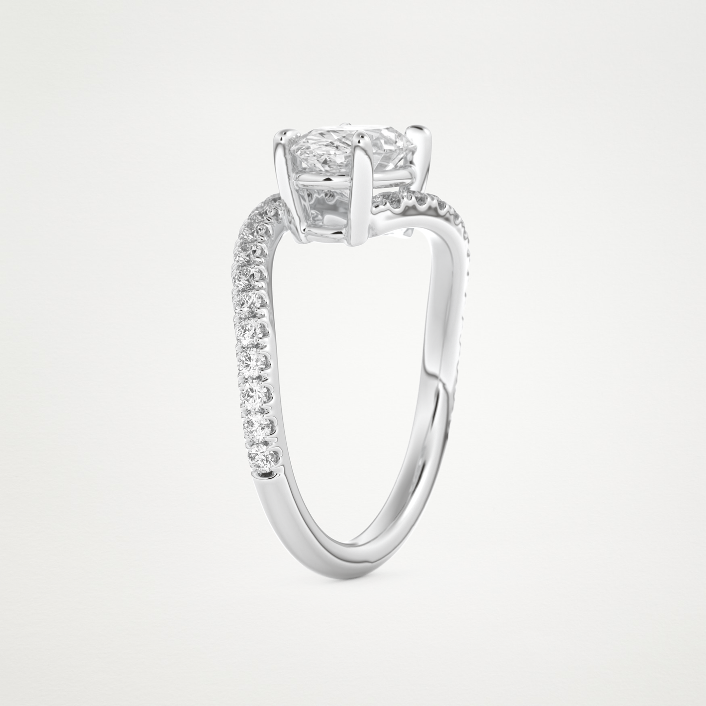 East West Oval Swirl & Pave Lab Grown Diamond Engagement Ring