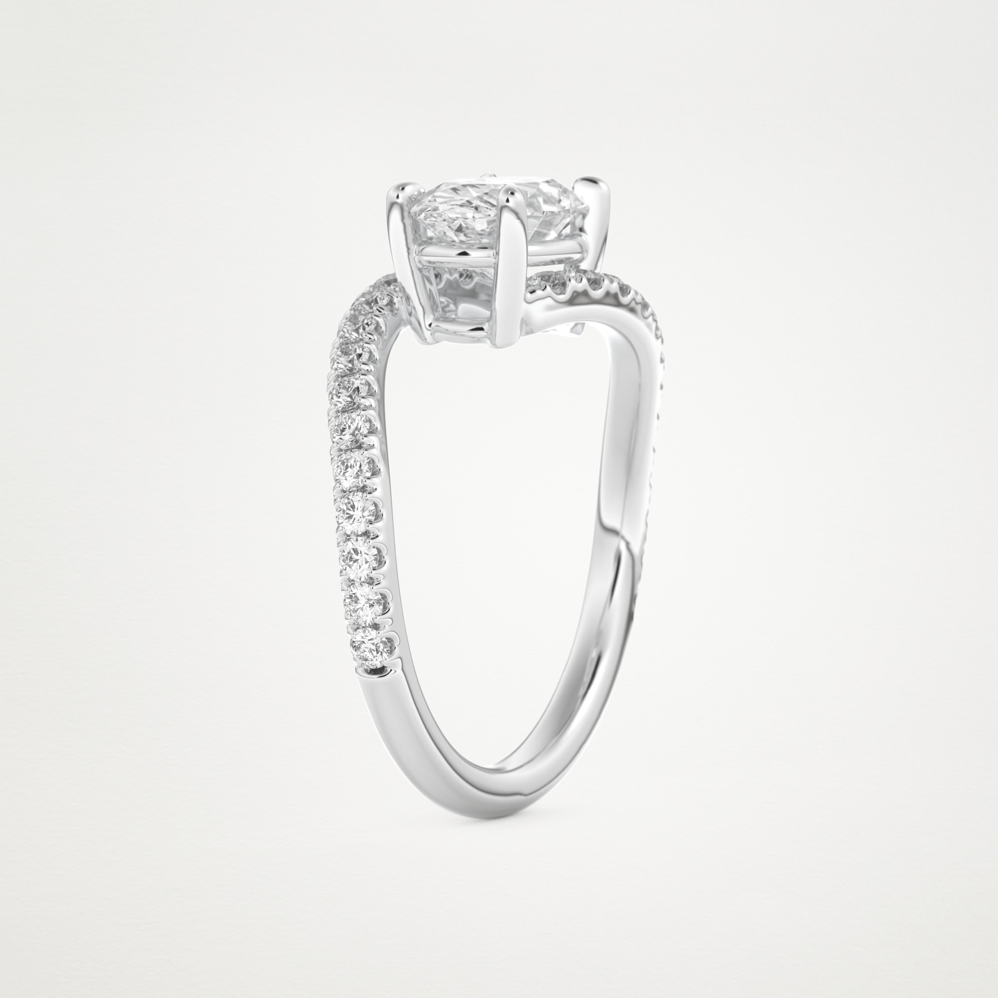 East West Oval Swirl & Pave Lab Grown Diamond Engagement Ring