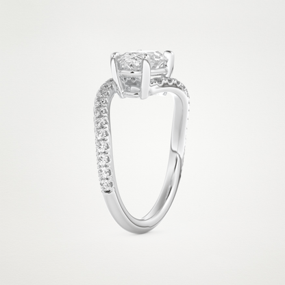 East West Oval Swirl & Pave Lab Grown Diamond Engagement Ring
