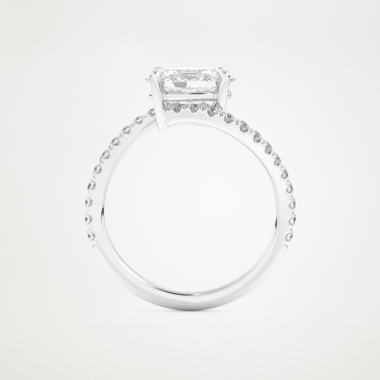 East West Oval Swirl & Pave Lab Grown Diamond Engagement Ring