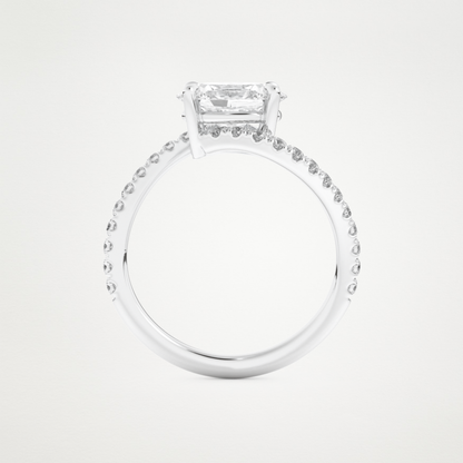East West Oval Swirl & Pave Lab Grown Diamond Engagement Ring