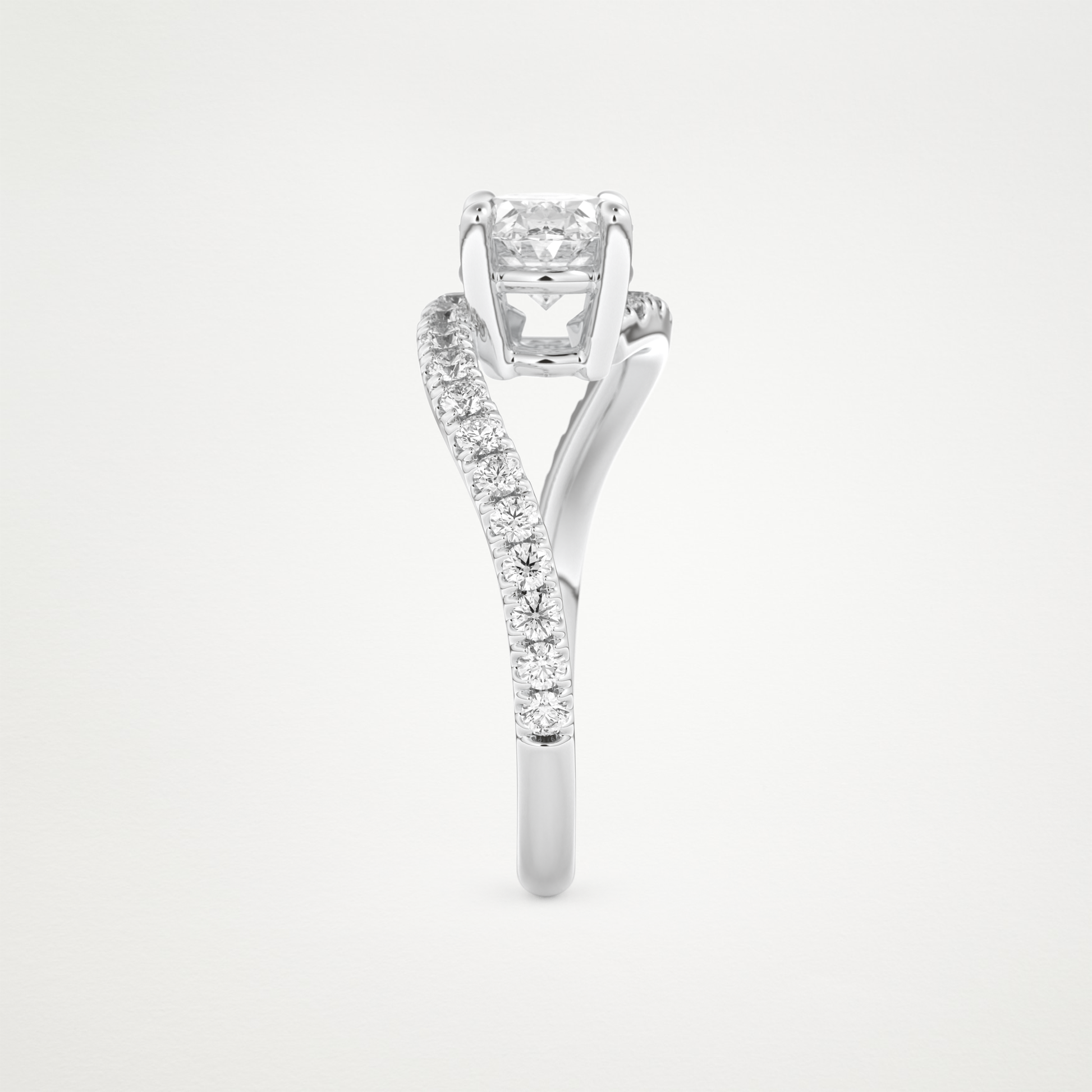 East West Oval Swirl & Pave Lab Grown Diamond Engagement Ring