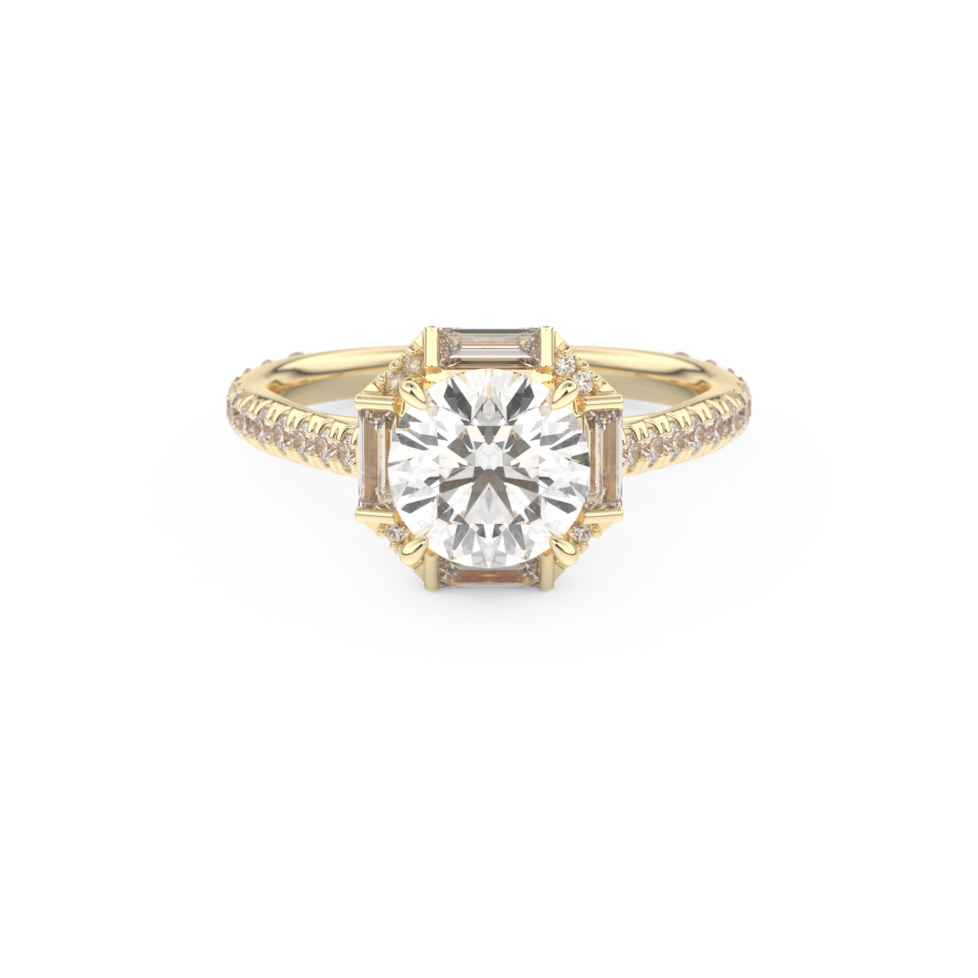 Round Cluster Lab Grown Diamond Engagement Ring
