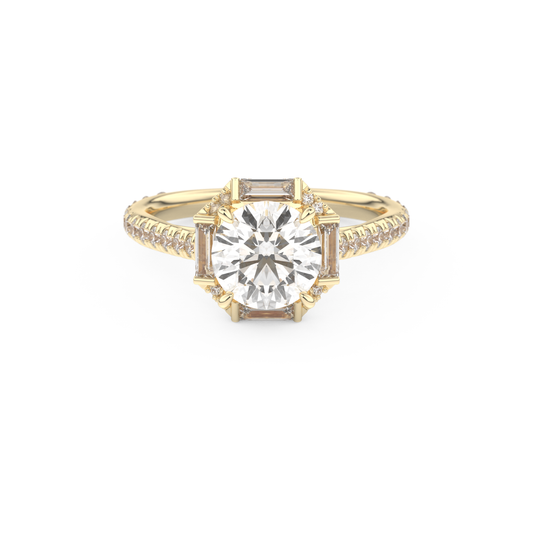 Round Cluster Lab Grown Diamond Engagement Ring