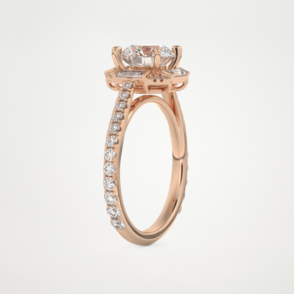 Round Cluster Lab Grown Diamond Engagement Ring