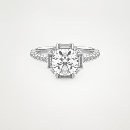 Round Cluster Lab Grown Diamond Engagement Ring