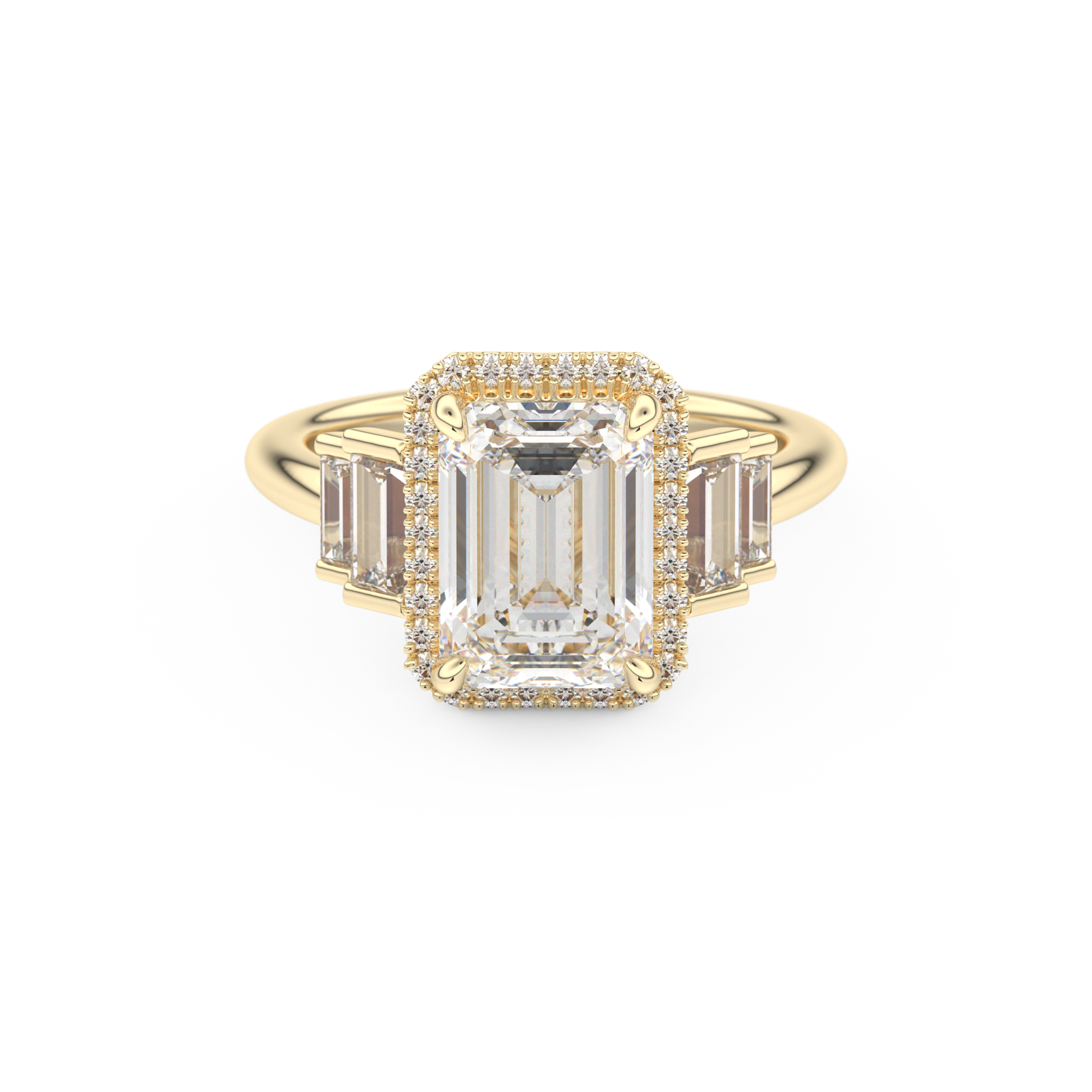 Emerald Cluster Lab Grown Diamond Engagement Ring