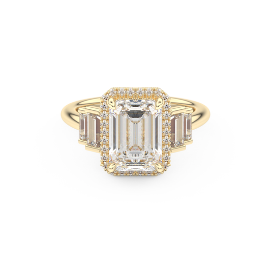 Emerald Cluster Lab Grown Diamond Engagement Ring