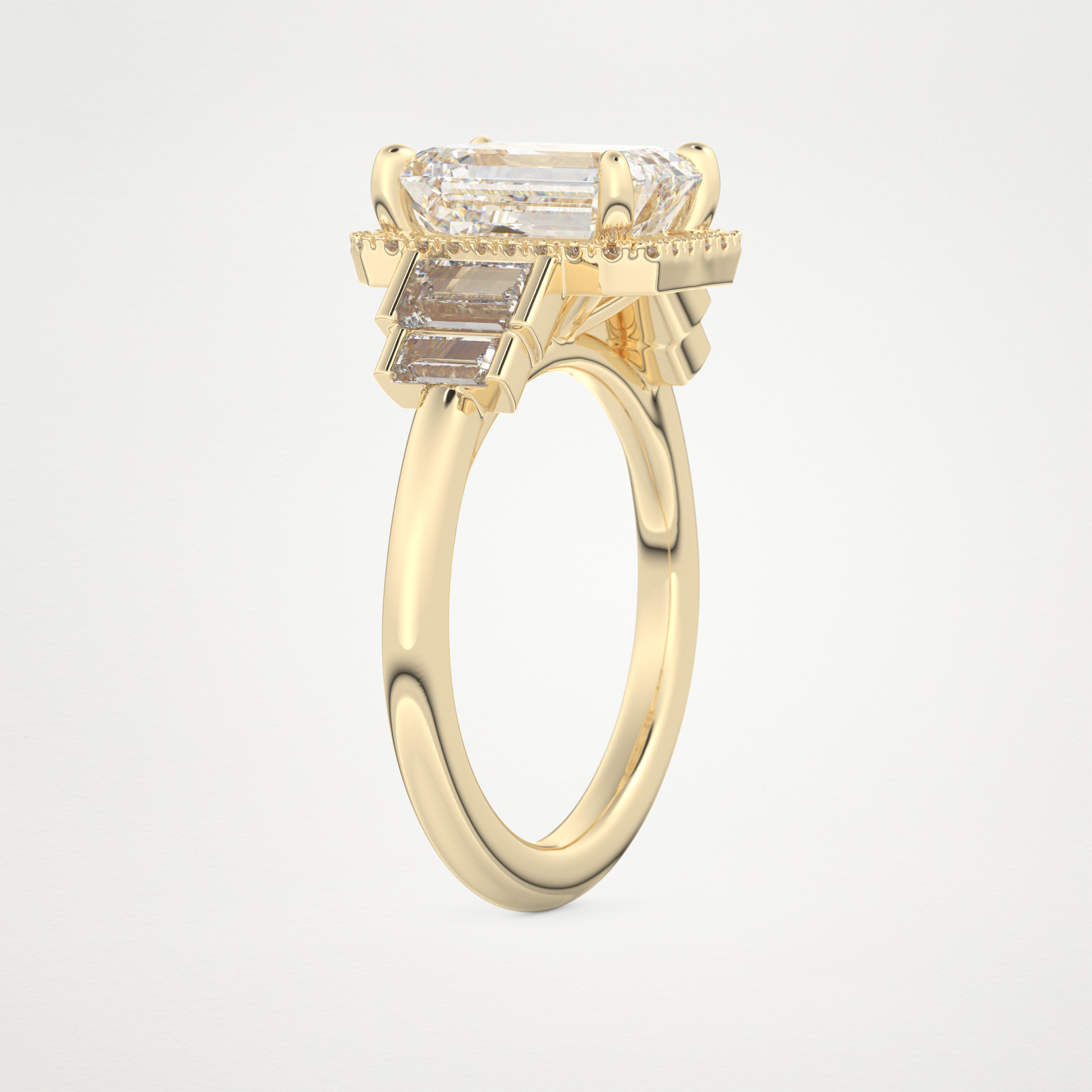 Emerald Cluster Lab Grown Diamond Engagement Ring