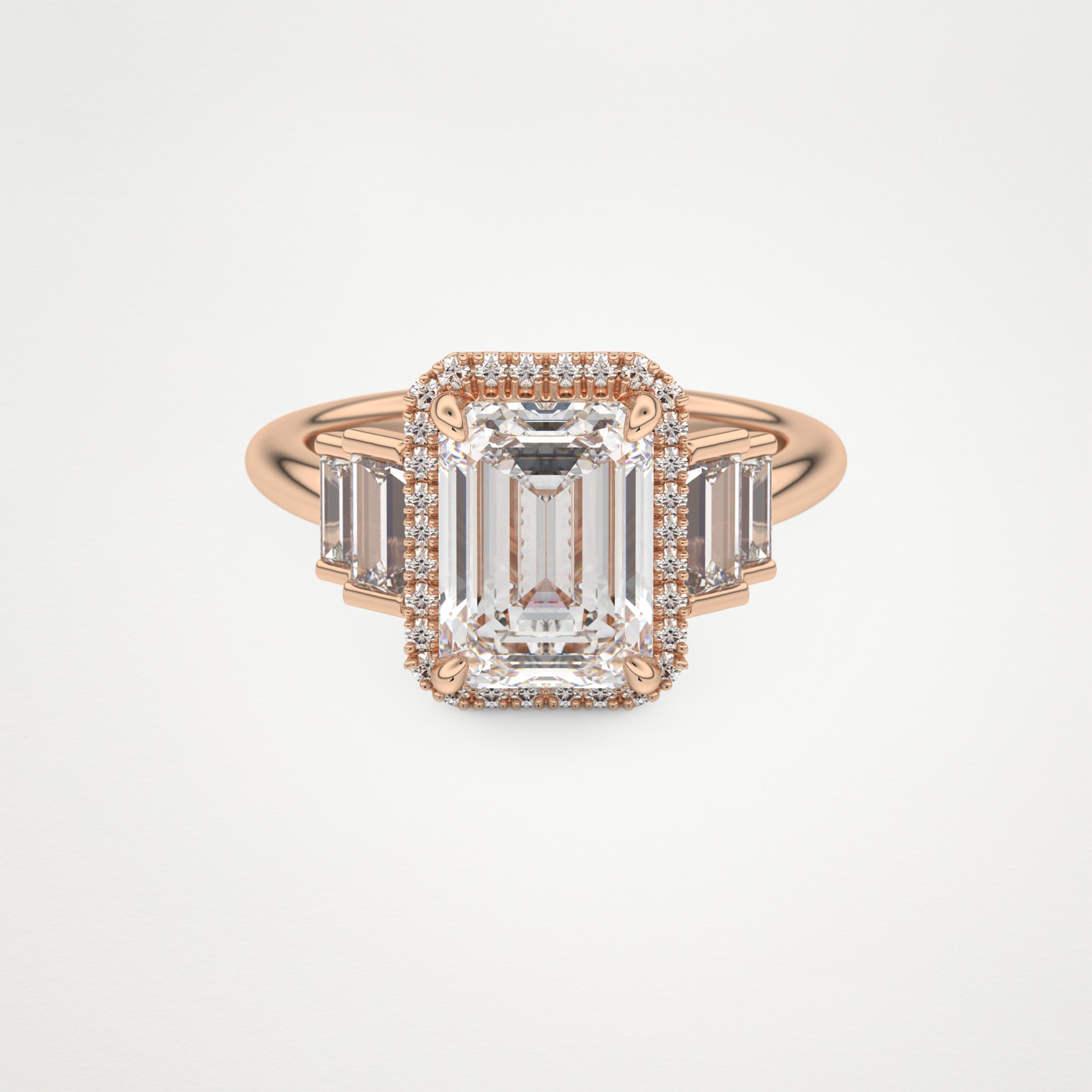 Emerald Cluster Lab Grown Diamond Engagement Ring
