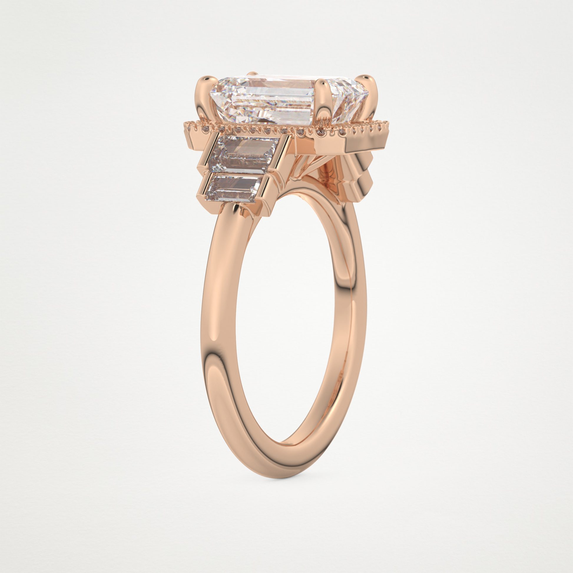 Emerald Cluster Lab Grown Diamond Engagement Ring