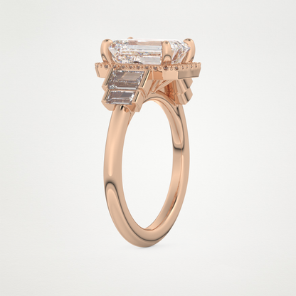 Emerald Cluster Lab Grown Diamond Engagement Ring