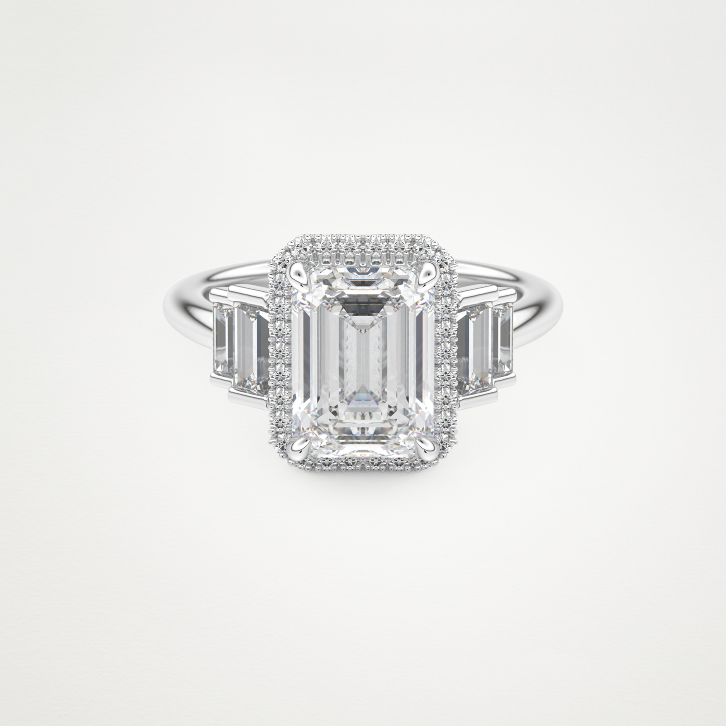 Emerald Cluster Lab Grown Diamond Engagement Ring