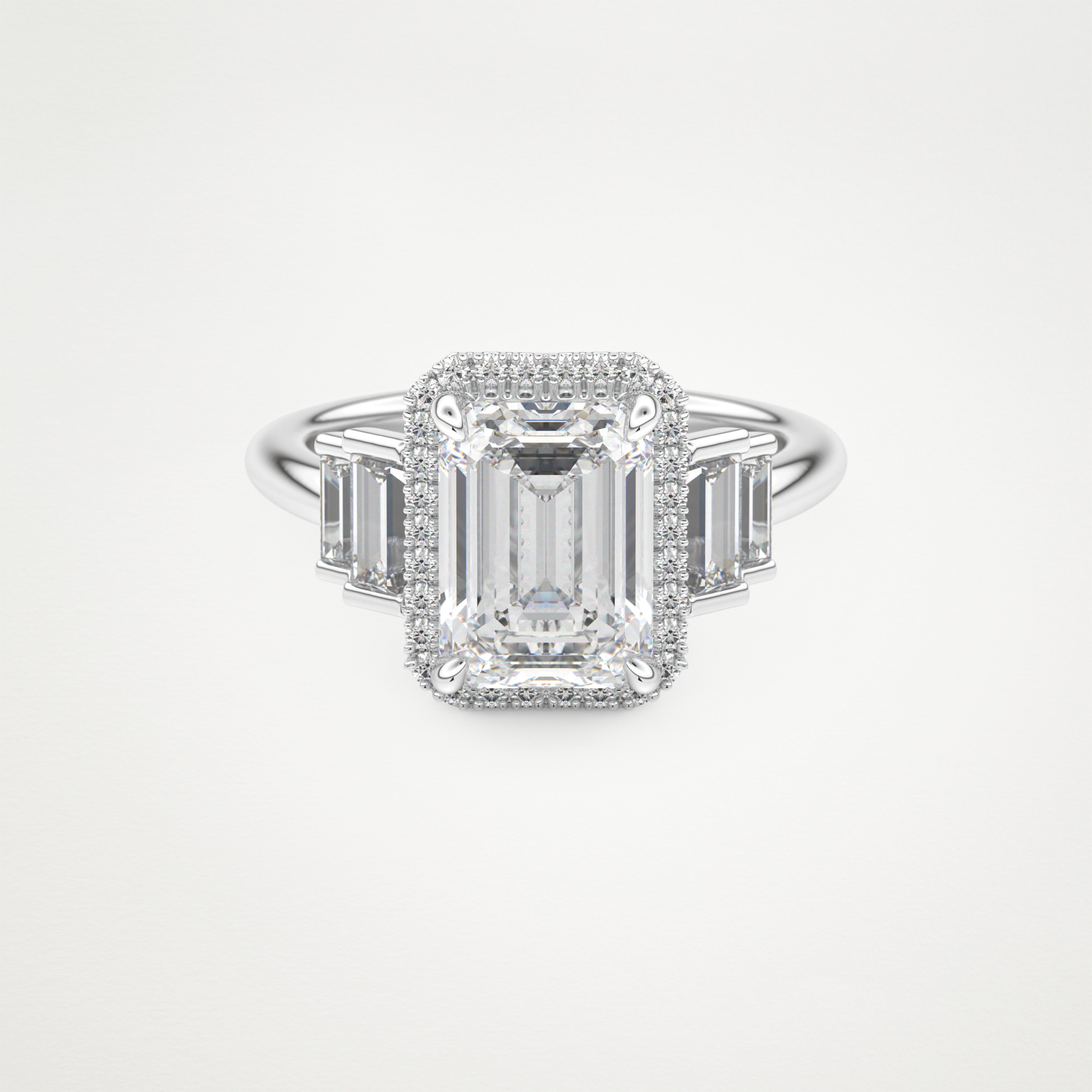 Emerald Cluster Lab Grown Diamond Engagement Ring