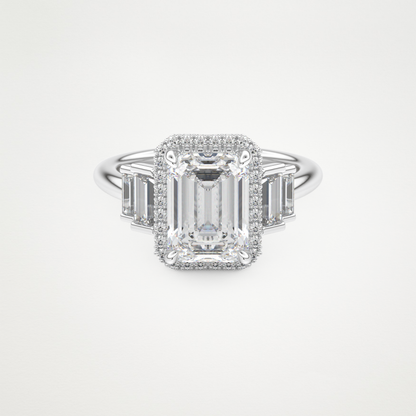 Emerald Cluster Lab Grown Diamond Engagement Ring