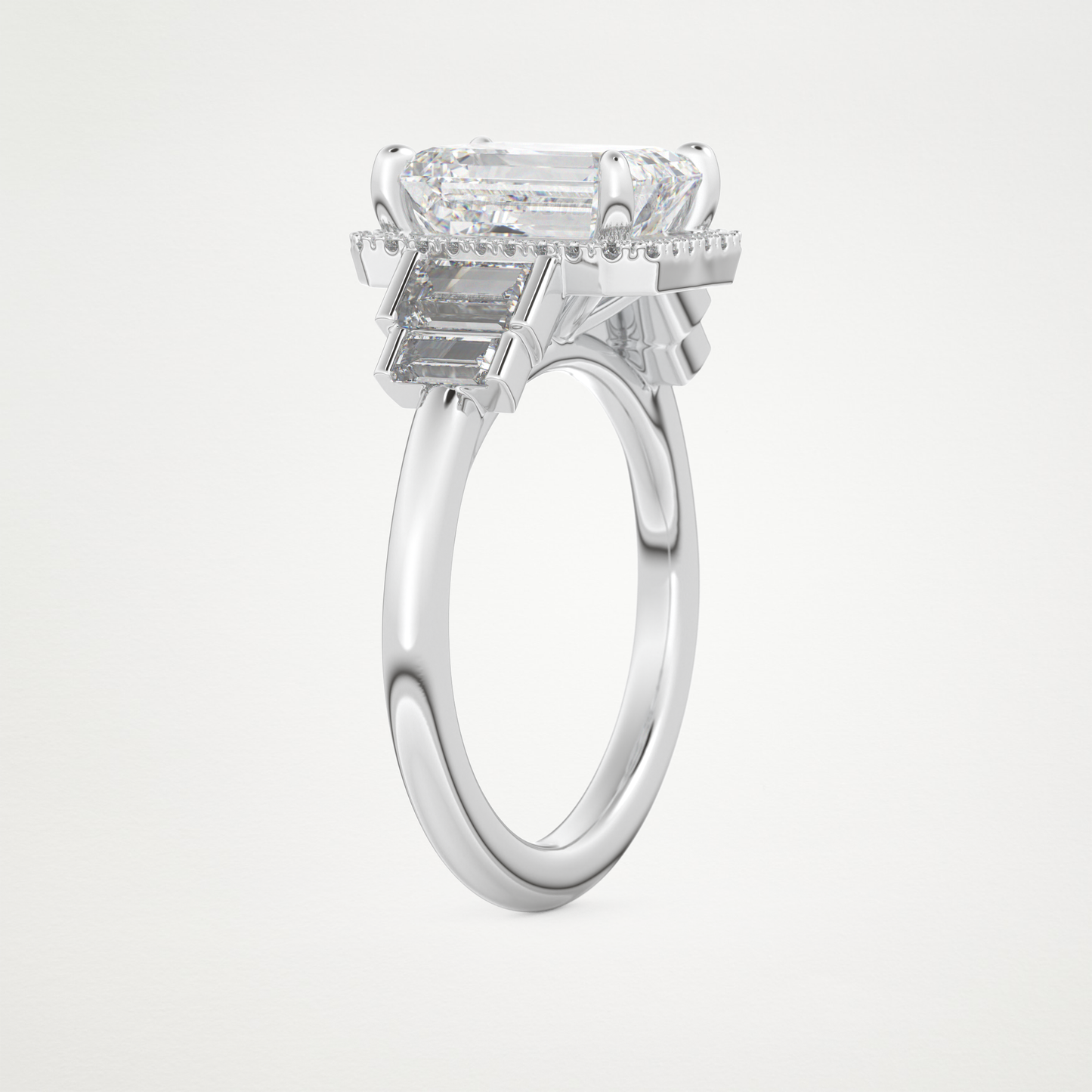 Emerald Cluster Lab Grown Diamond Engagement Ring