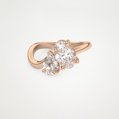 Oval Two Stone Lab Grown Diamond Engagement Ring