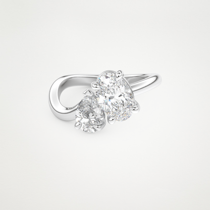 Oval Two Stone Lab Grown Diamond Engagement Ring