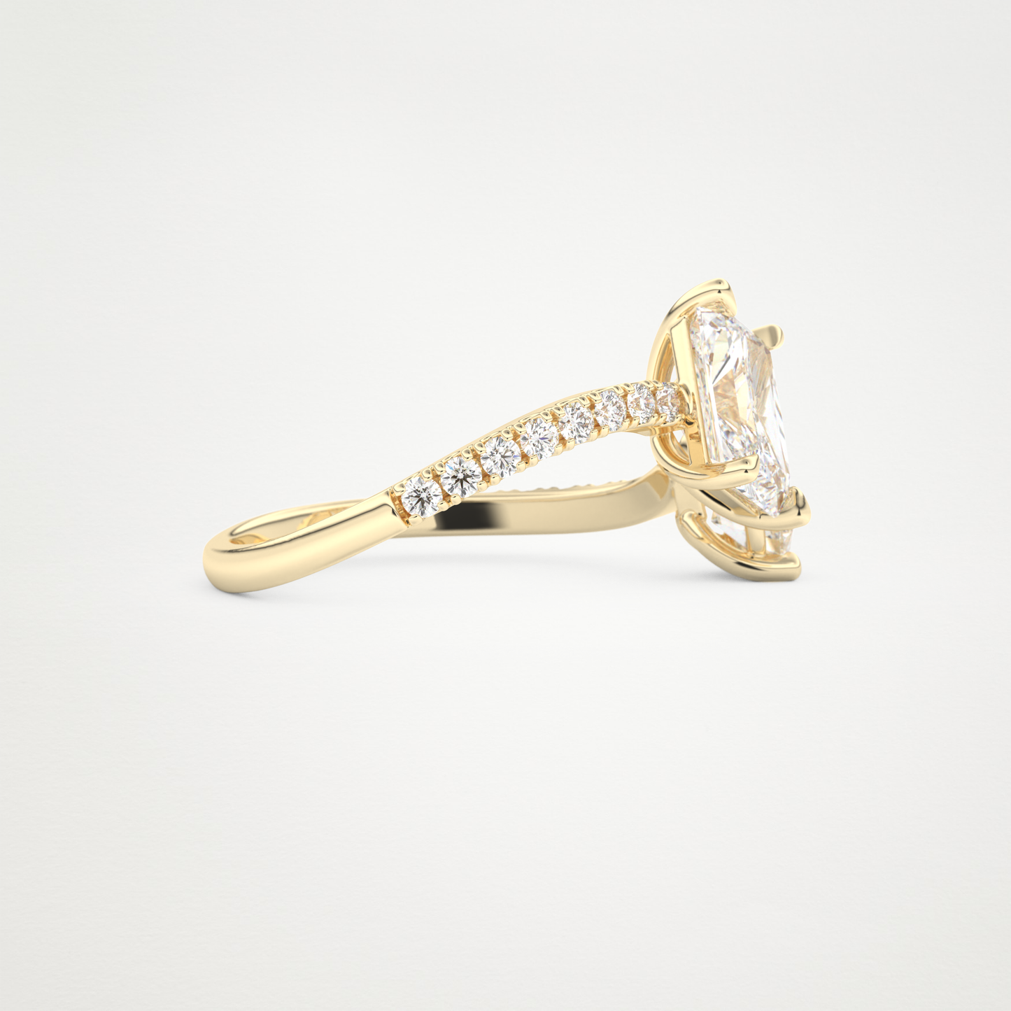 Radiant & Pear Two Stone Pave & Open Shank Lab Grown Diamond Engagement Ring
