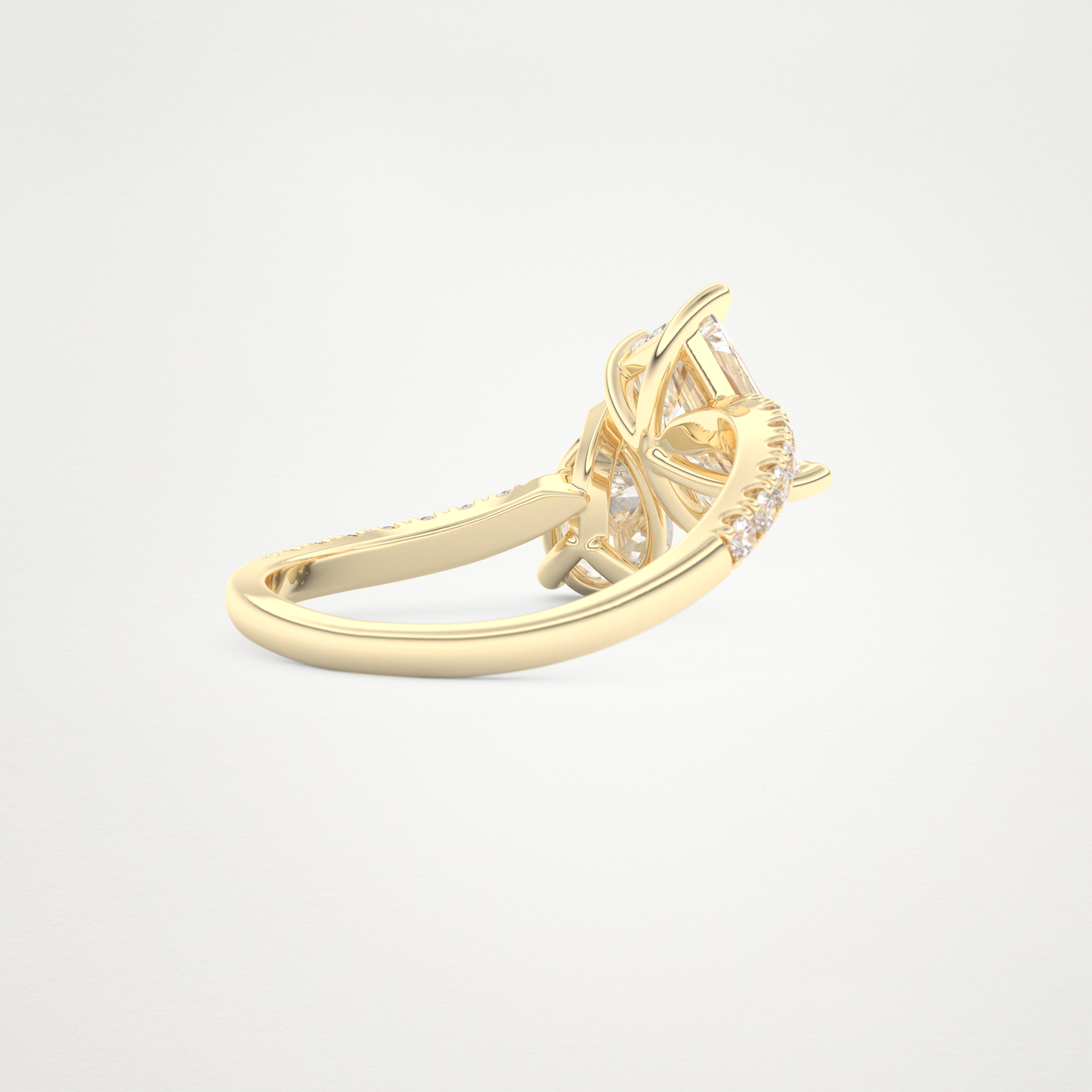 Radiant & Pear Two Stone Pave & Open Shank Lab Grown Diamond Engagement Ring
