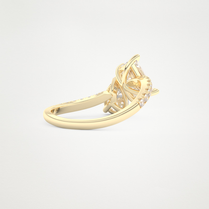 Radiant & Pear Two Stone Pave & Open Shank Lab Grown Diamond Engagement Ring