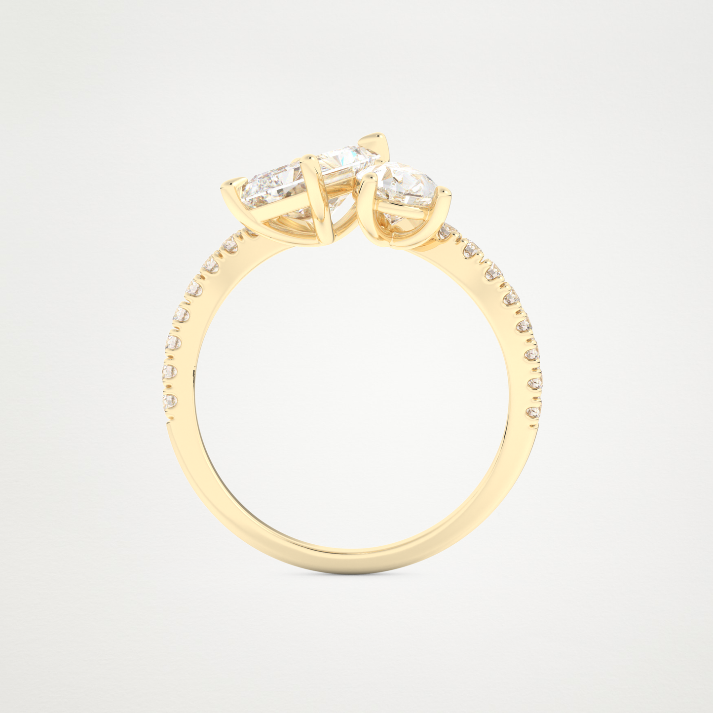 Radiant & Pear Two Stone Pave & Open Shank Lab Grown Diamond Engagement Ring