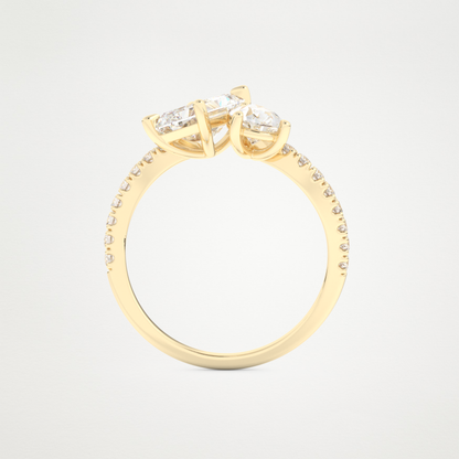 Radiant & Pear Two Stone Pave & Open Shank Lab Grown Diamond Engagement Ring