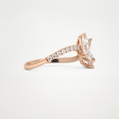 Radiant & Pear Two Stone Pave & Open Shank Lab Grown Diamond Engagement Ring