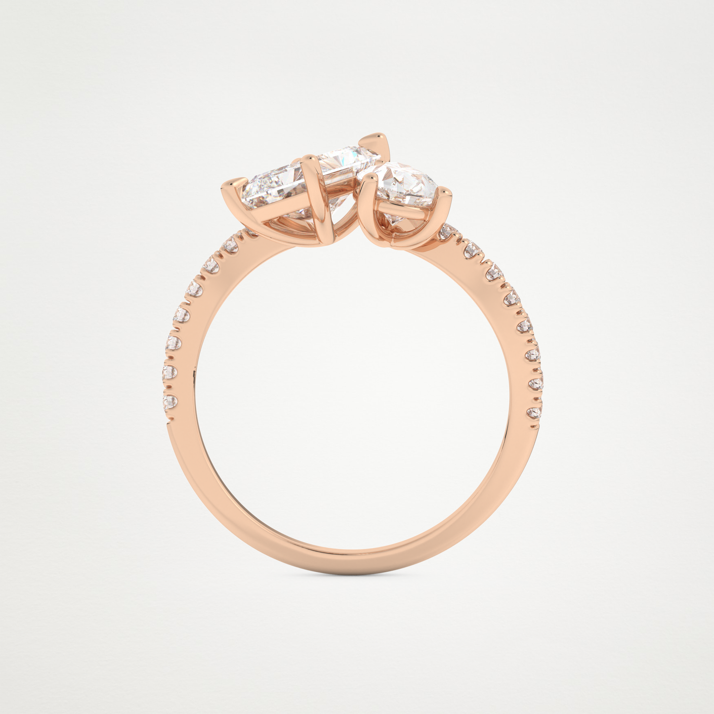 Radiant & Pear Two Stone Pave & Open Shank Lab Grown Diamond Engagement Ring
