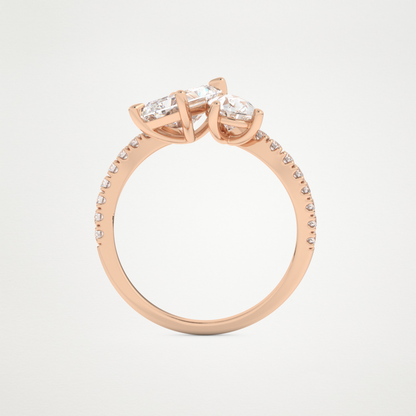 Radiant & Pear Two Stone Pave & Open Shank Lab Grown Diamond Engagement Ring