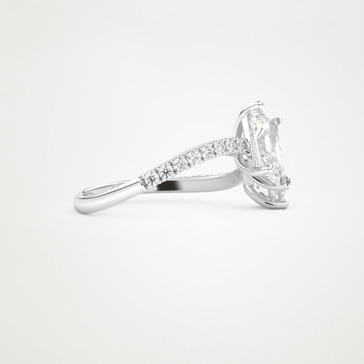 Radiant & Pear Two Stone Pave & Open Shank Lab Grown Diamond Engagement Ring
