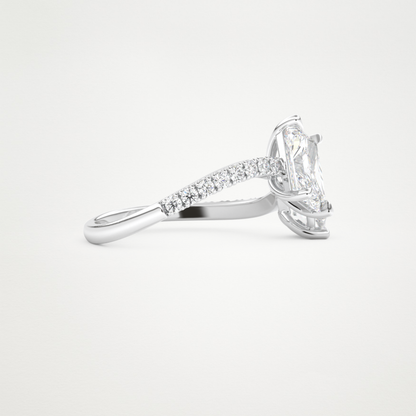 Radiant & Pear Two Stone Pave & Open Shank Lab Grown Diamond Engagement Ring