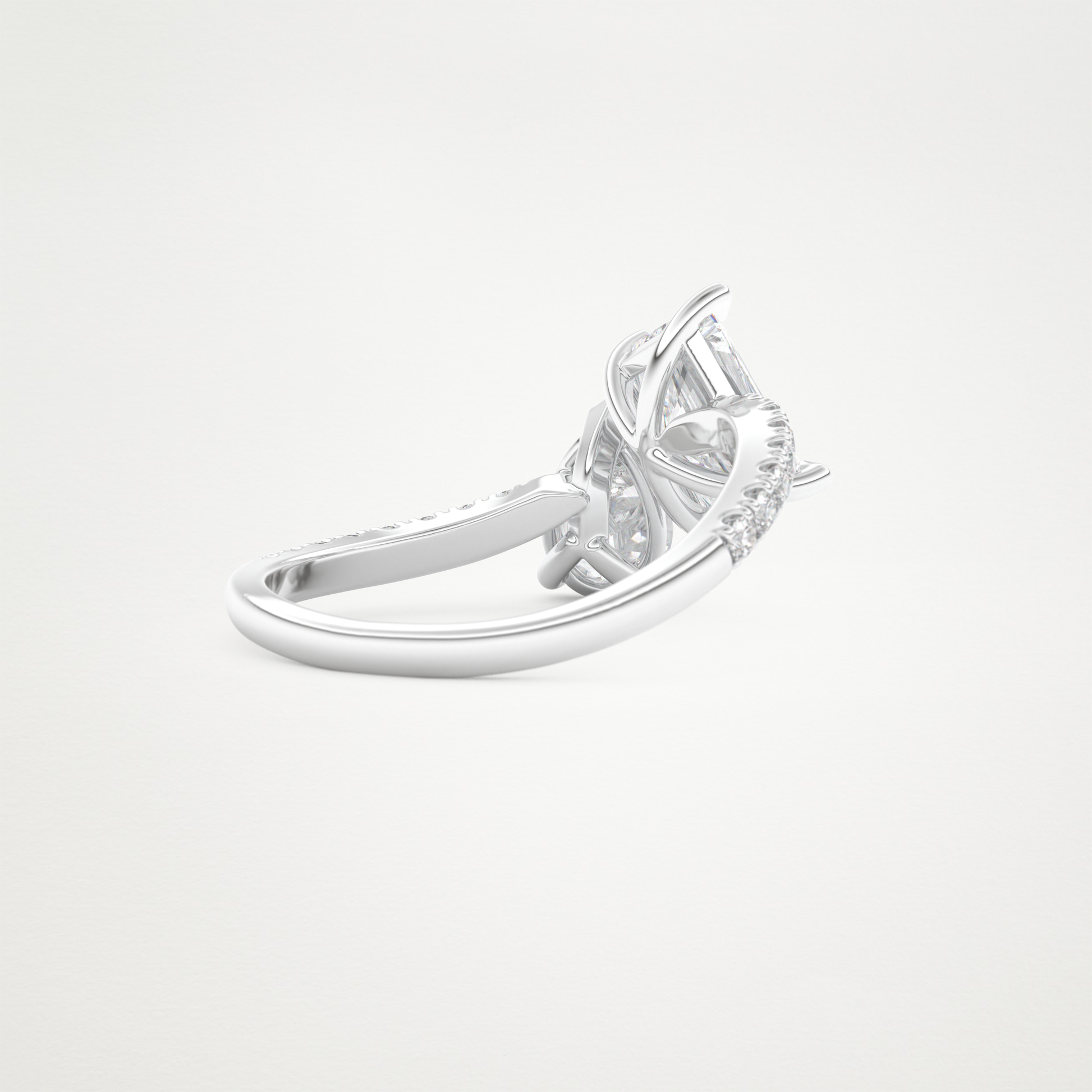 Radiant & Pear Two Stone Pave & Open Shank Lab Grown Diamond Engagement Ring