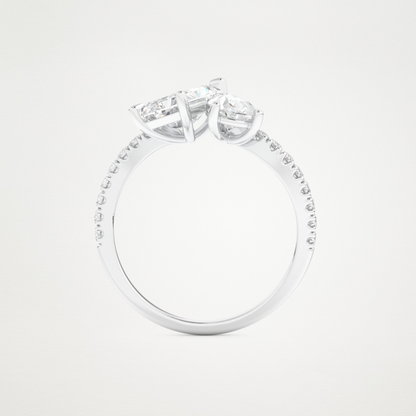 Radiant & Pear Two Stone Pave & Open Shank Lab Grown Diamond Engagement Ring