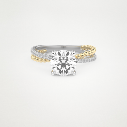 Round Pave & Split Shank Lab Grown Diamond Engagement Ring