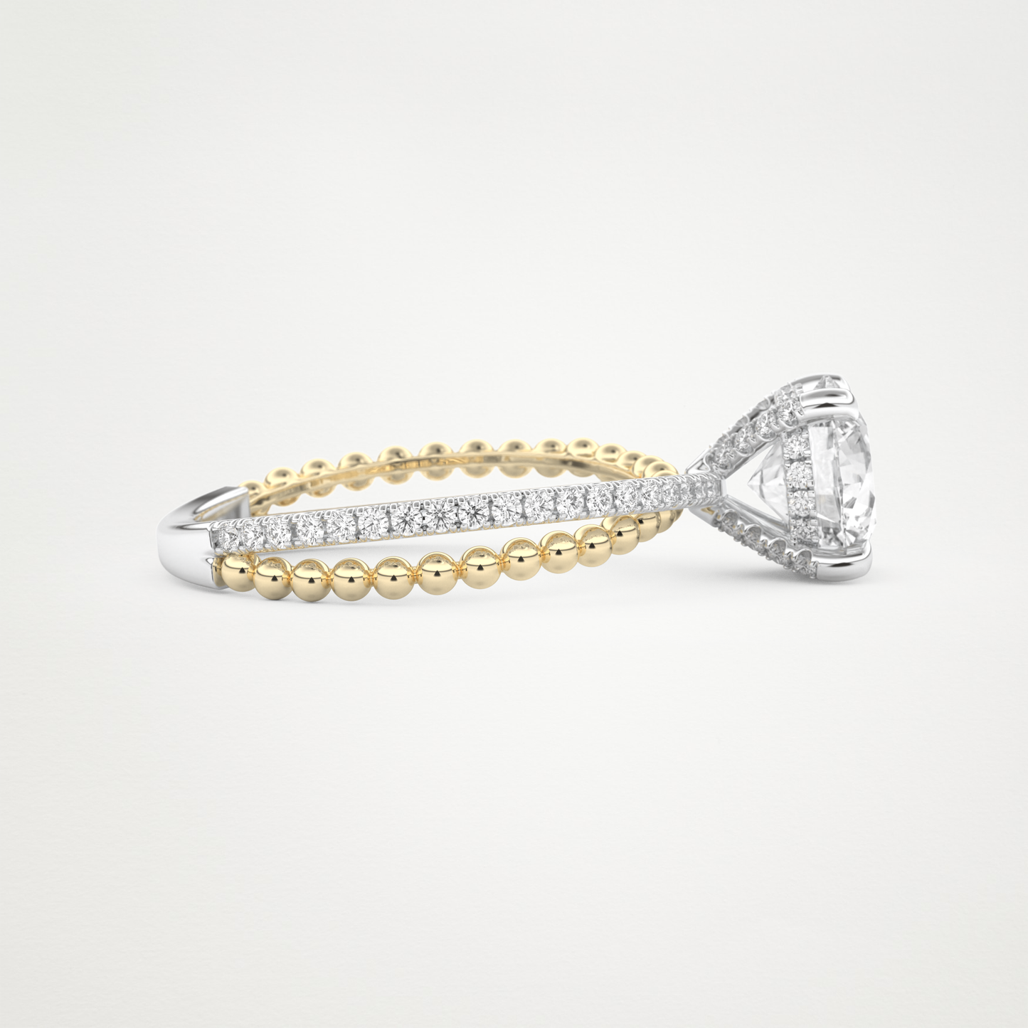 Round Pave & Split Shank Lab Grown Diamond Engagement Ring