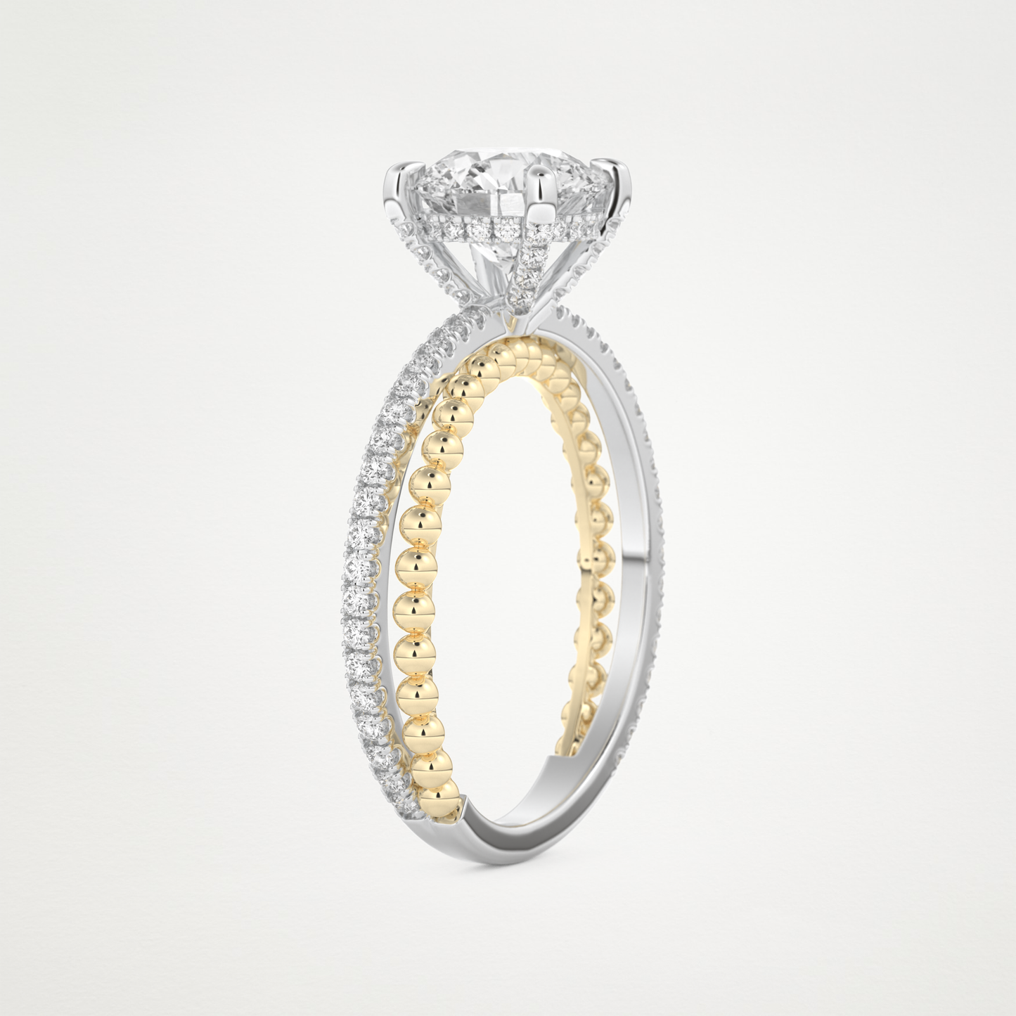 Round Pave & Split Shank Lab Grown Diamond Engagement Ring