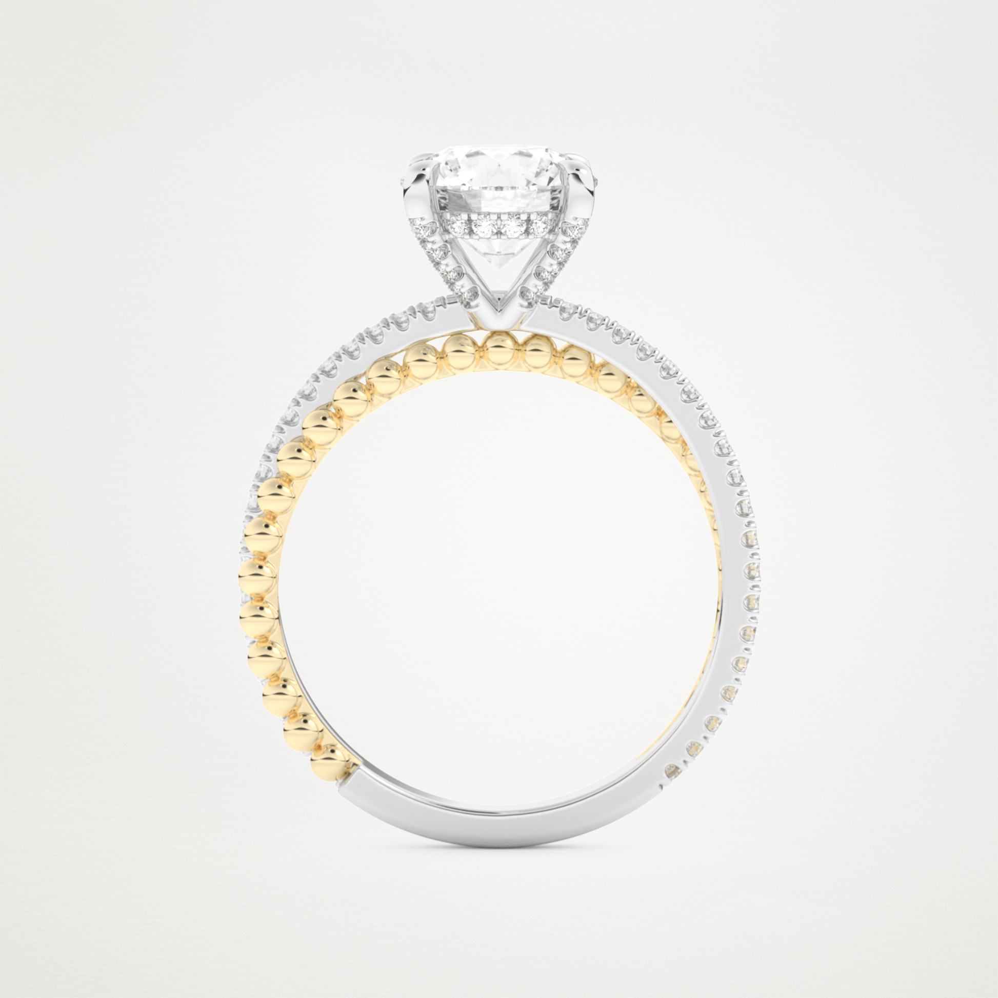 Round Pave & Split Shank Lab Grown Diamond Engagement Ring