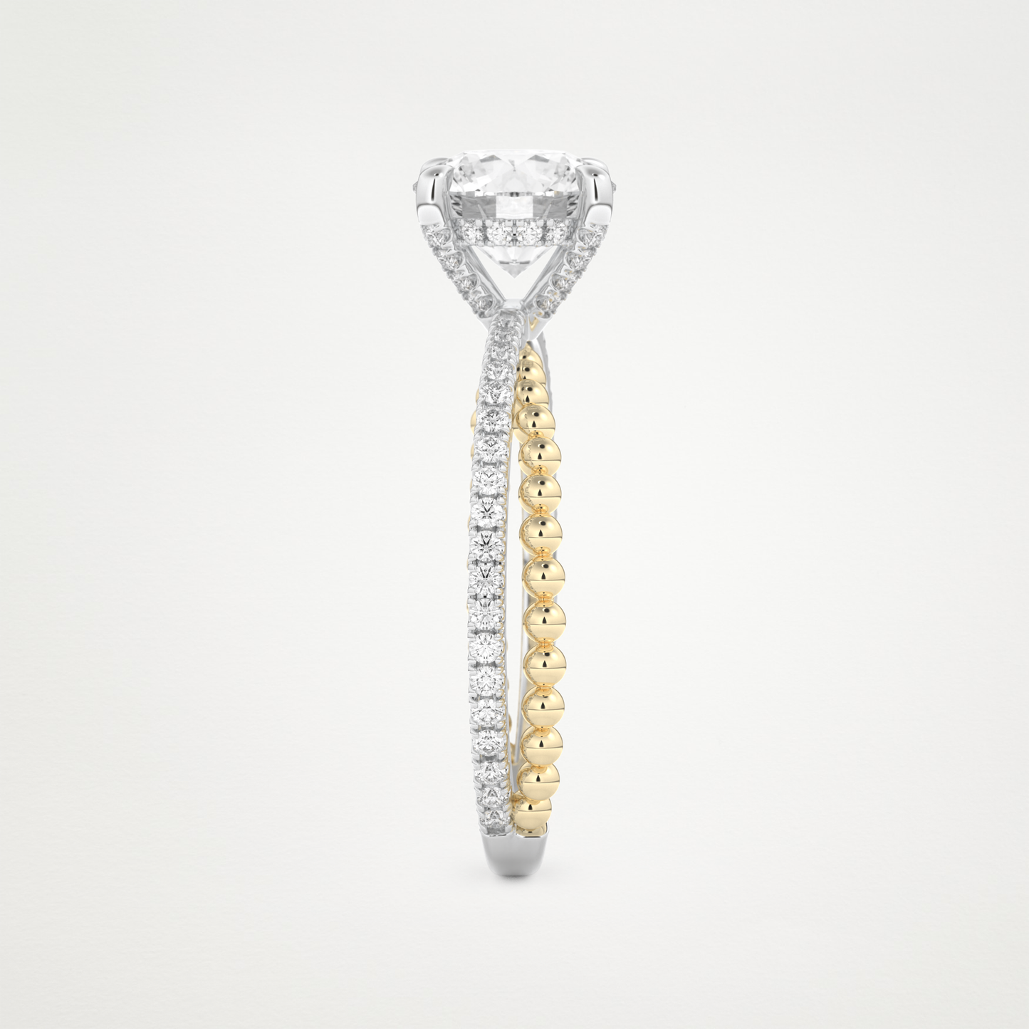 Round Pave & Split Shank Lab Grown Diamond Engagement Ring