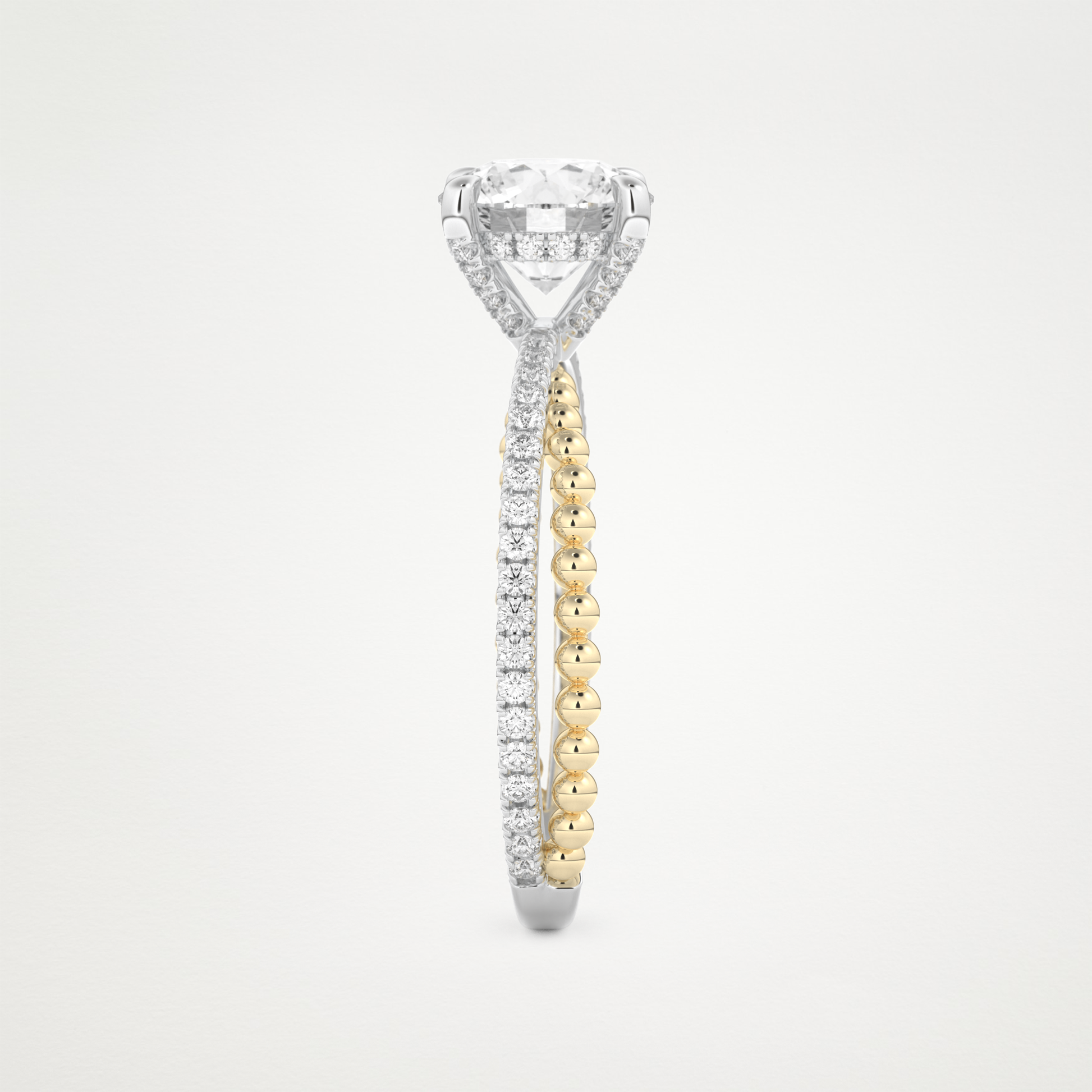 Round Pave & Split Shank Lab Grown Diamond Engagement Ring
