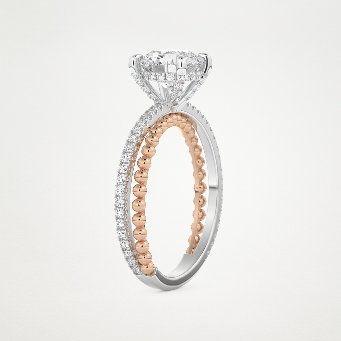 Round Pave & Split Shank Lab Grown Diamond Engagement Ring